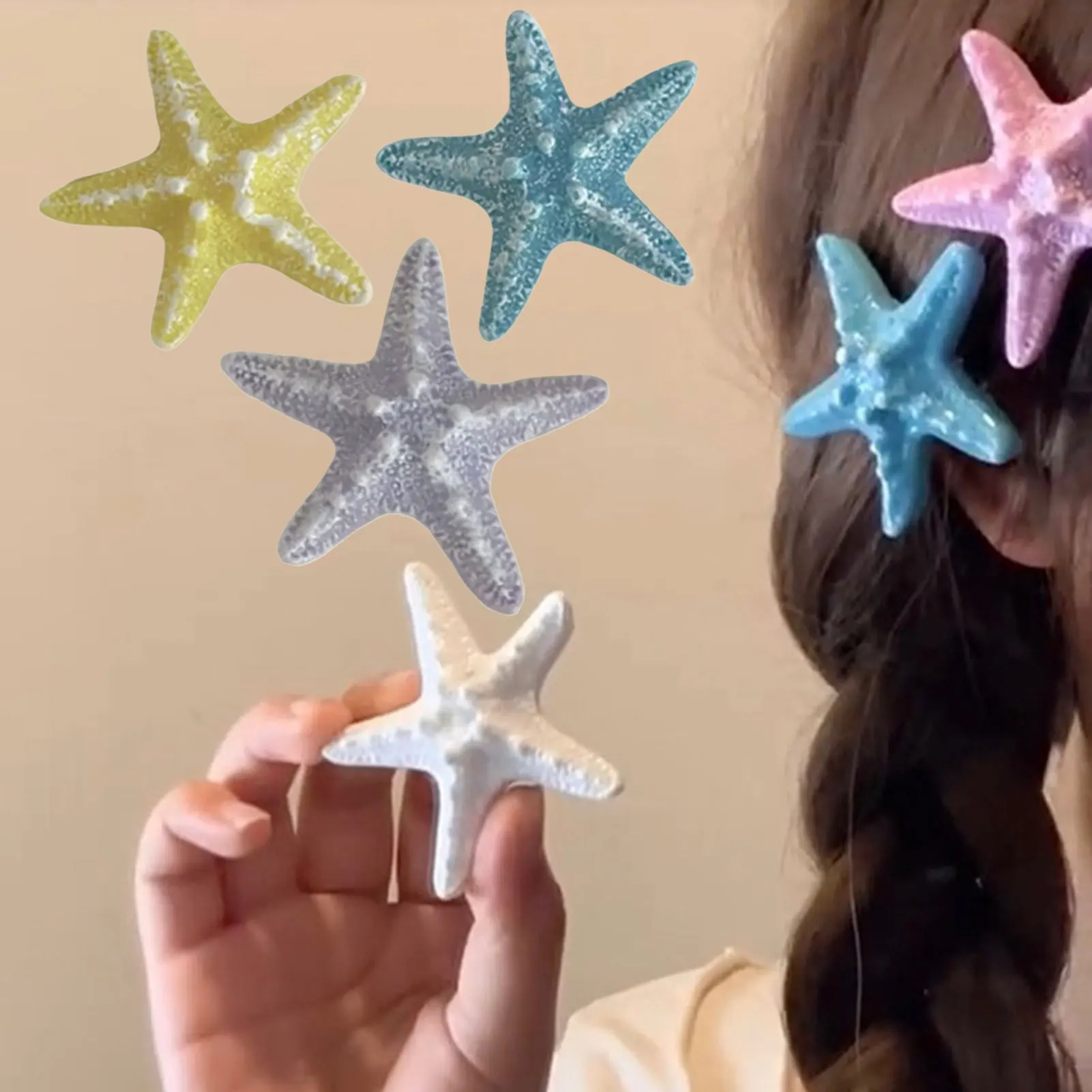 

Faux Starfishes Hair Clip Fake Artificial Animal Side Hair Clips Hair Styling Tool