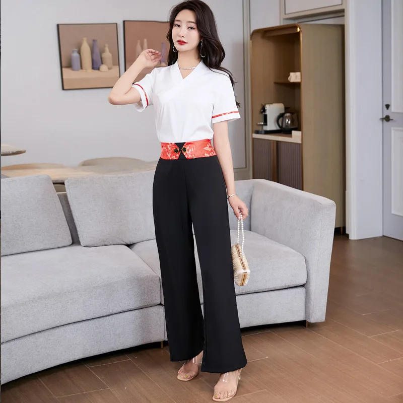 Woman Work Clothes Suit Hotel Waiter Beauty Salon Spa Massage Nail Cafe Sexy Foot Bath Sauna Technician Overalls Pants Uniform