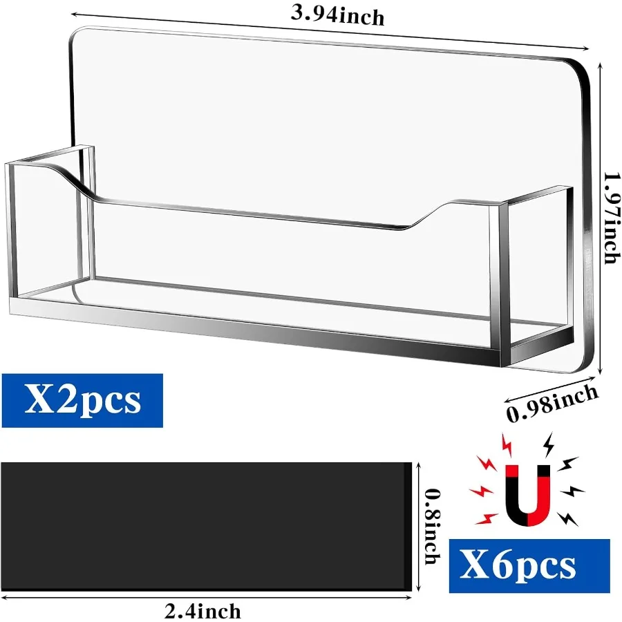 2개 아크릴 자석 명함 홀더 투명 플라스틱 명함 디스플레이 스탠드 가정 사무실 소매점 판매 부스용