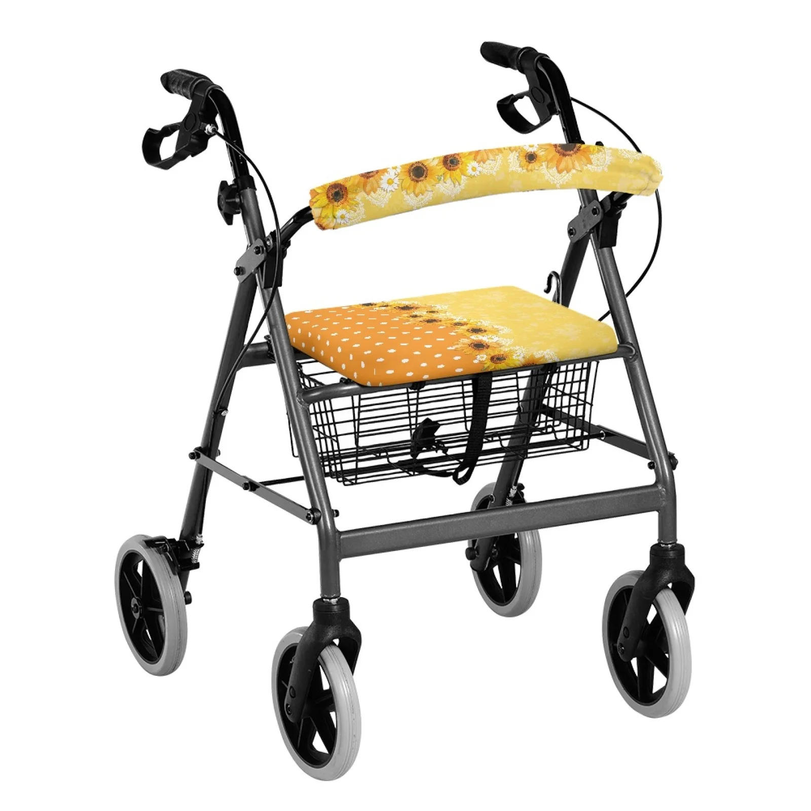 Coloranimal Easy to Install Gift Option 2PCS Rollator Walker Cover for Ladies for Street Scenes Sunflower Polka Dot