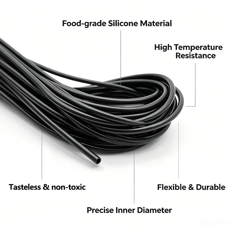 2M Food Grade Black Silicone Rubber Hose ID 1-25mm Nontoxic Odorless Flexible Tube For Coffee Machine Water Purifier Aquarium