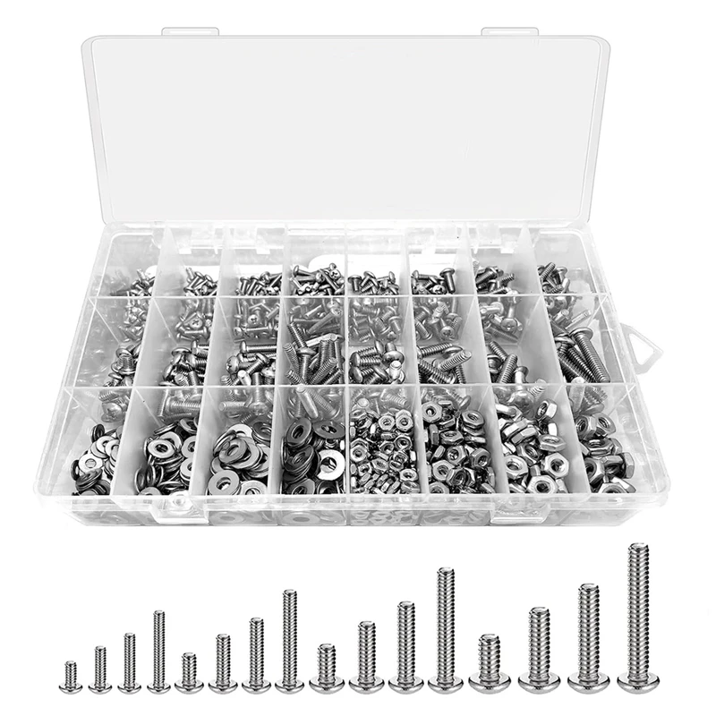 

1110 Piece Nuts And Bolts Assortment Kit, + Screws, Nuts, Bolts And Washers( 4-40 6-32 8-32 10-24)