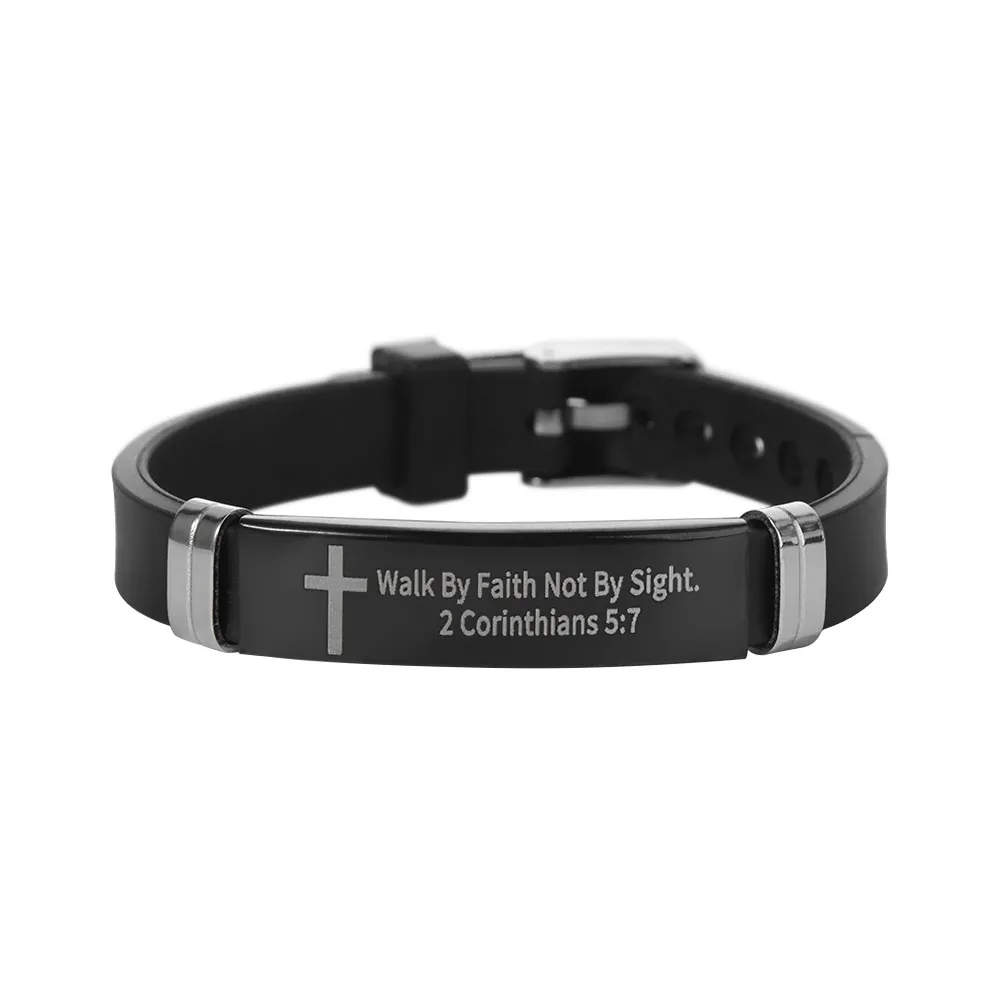 Cross Design Inspirational Quote Bracelets Silicone Material Bible Verse Christian Bracelet ID Wristband Bible Verse Bracelet