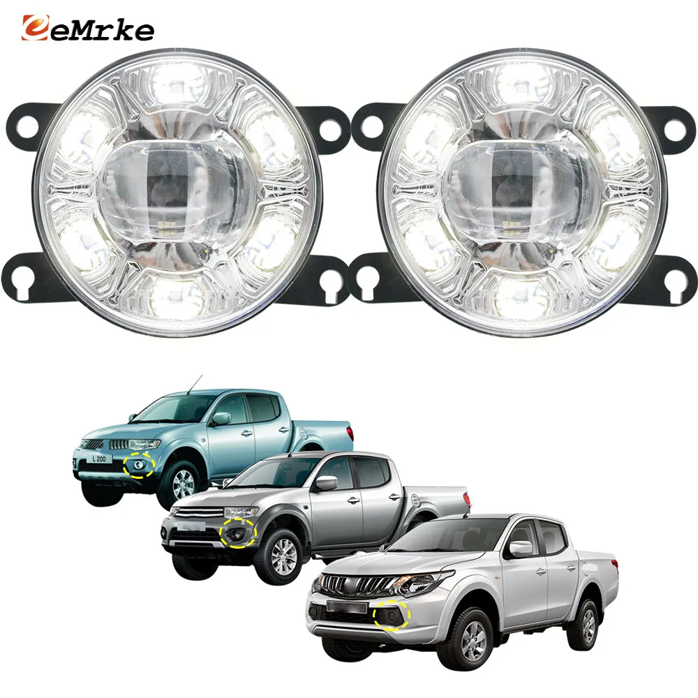 

LED Fog Lights for Mitsubishi L200 L200 2011-2018 Car PTF Fog Driving Lamp with Clear Lens + Led DRL Daytime Running Lamp