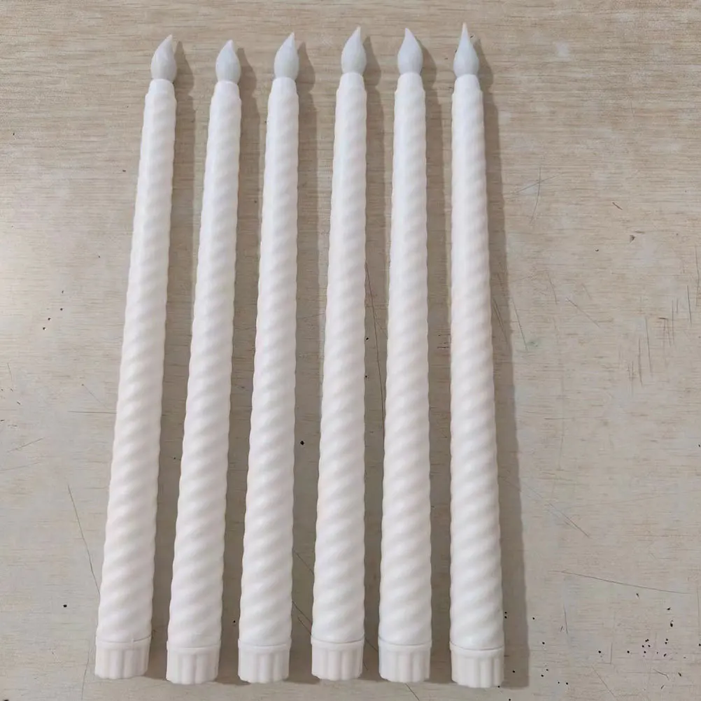 6Pcs Flameless Taper Candles LED Operated Smooth Surface Realistic Design for Romantic Dinner Wedding Decor