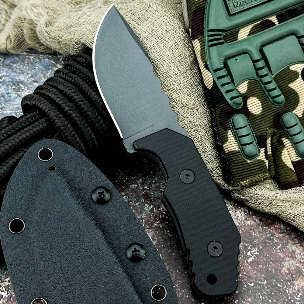 

New Small Fixed Blade Knife (with Sheath) Camping Portable Outdoor Knife Bushcraft Multi-Purpose Tool 8Cr13Mov Blade G10 Handle