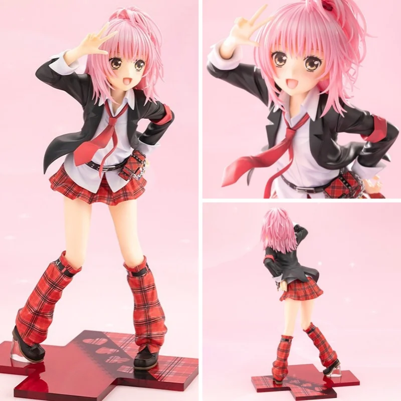 Shugo Chara! de 21 cm Figura de Hinamori Amu con Uniforme Escolar, Linda Chica de Anime, Modelo de Personaje Bidimensional, Decoración de Escritorio