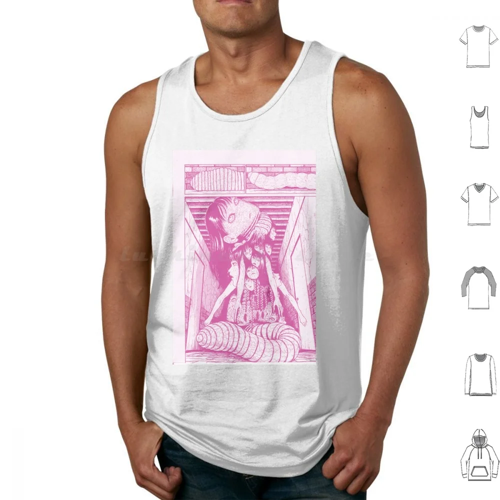 Tomie ( Pink ) Tank Tops Vest Sleeveless Horror Manga Shojo Shoujo Kawaii Creepy Scary Guro Thriller Anime Manga Cap Comics