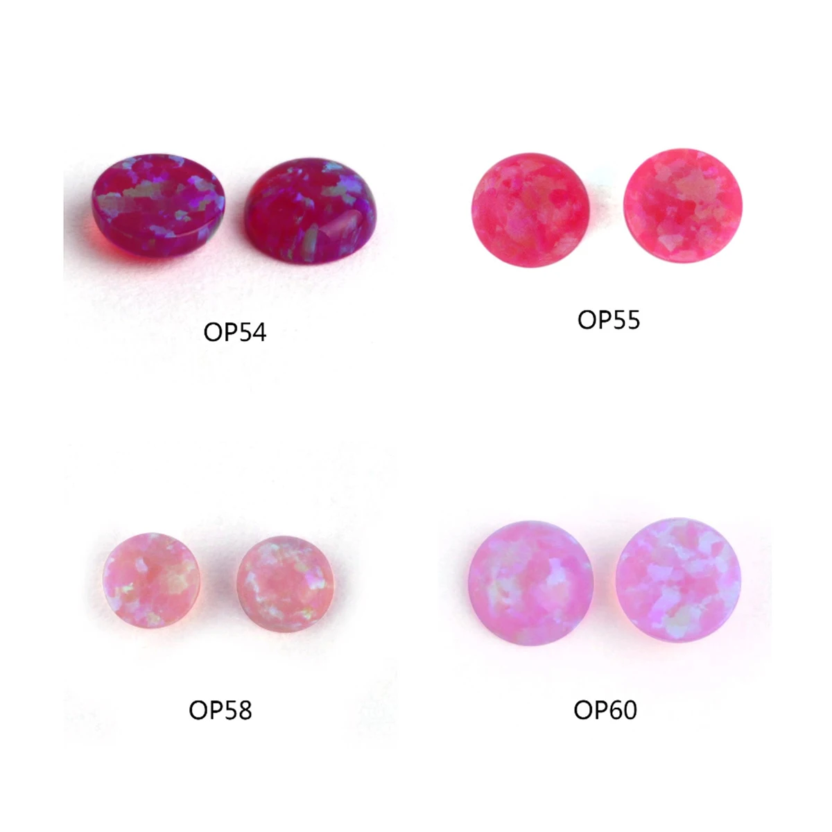 

Free Shipping Flat Bottom Round Gemstone 1.5mm 10mm Cabochon Shape OP51-OP60 Synthetic Colorful Opal