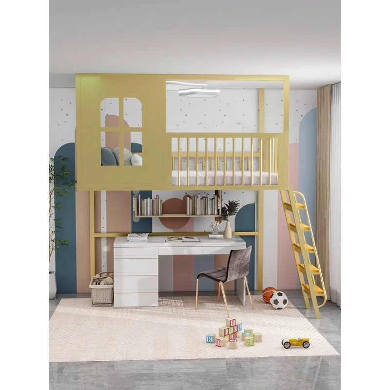 Loft type second floor elevated Duplex tree house princess bed Children\'s half-height to Under table Dislocation