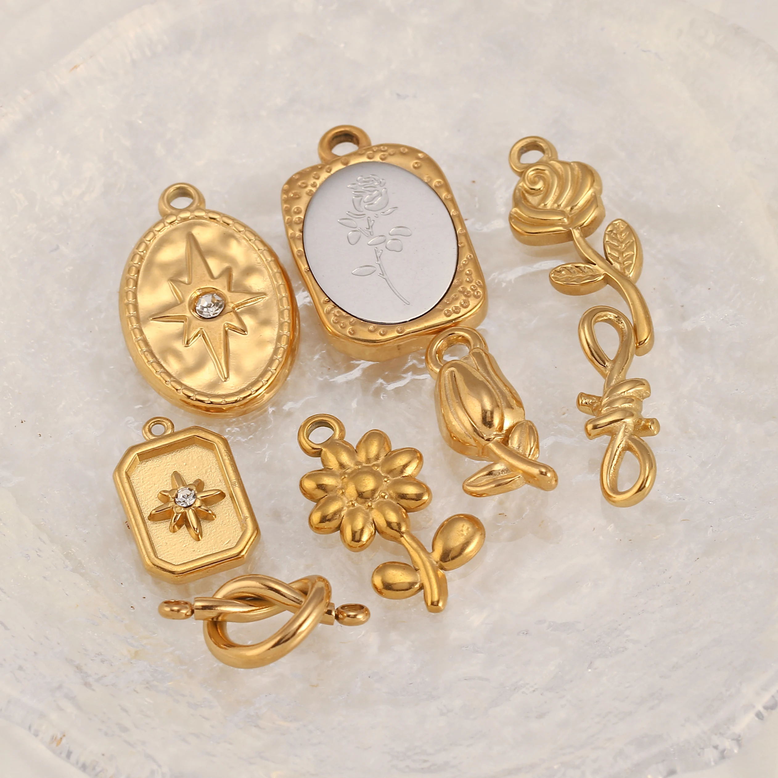 3Pcs Rose Flower/Heart/Infinity Symbol Connectors Jewelry Making Charms Stainless Steeel Diy Charm for Earring Necklace Bracelet