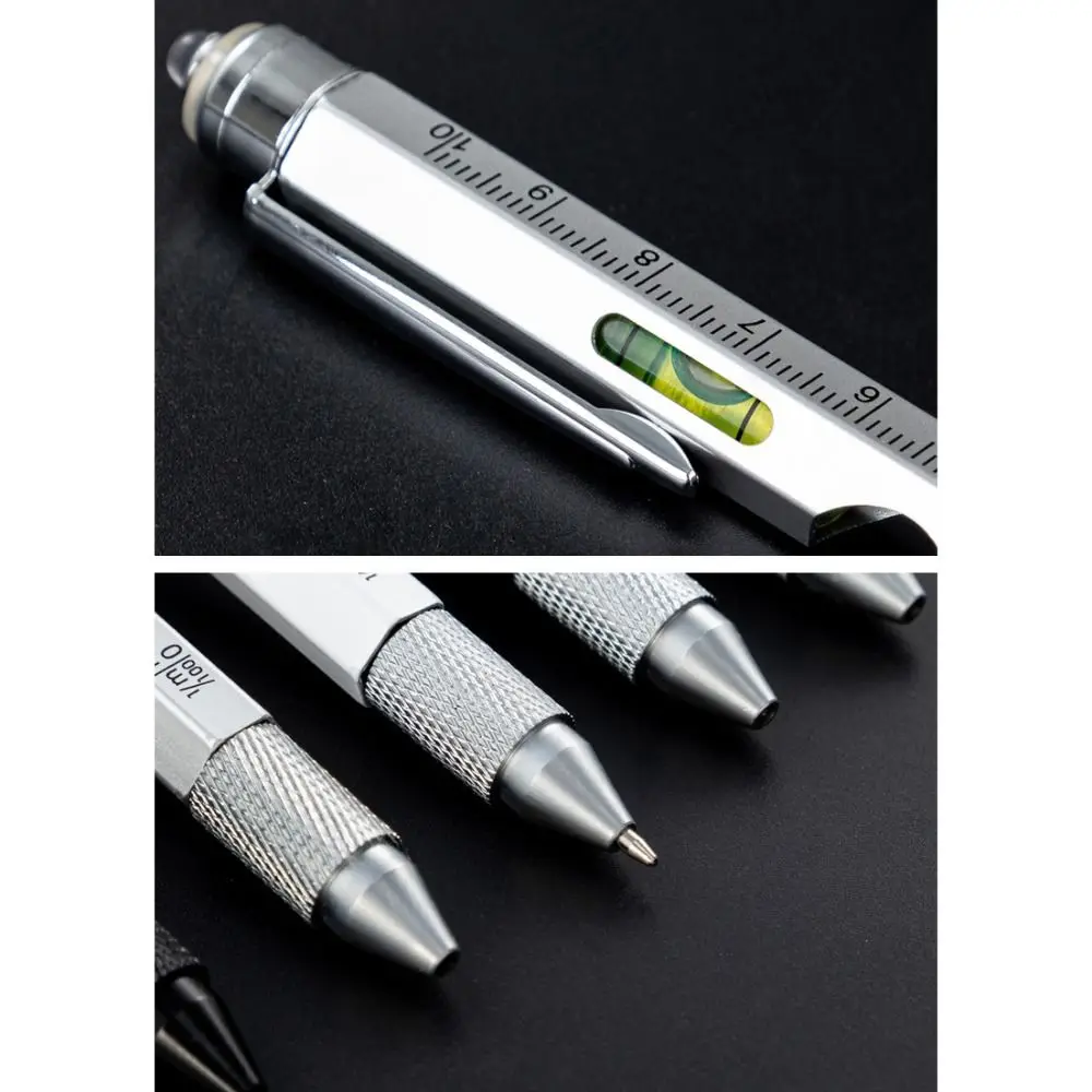 9 in 1 Multi-function Tool Pen Detachable DIY Ballpoint Pen Levelgauge Professional Handheld Screwdriver Tool Tighten The Screw