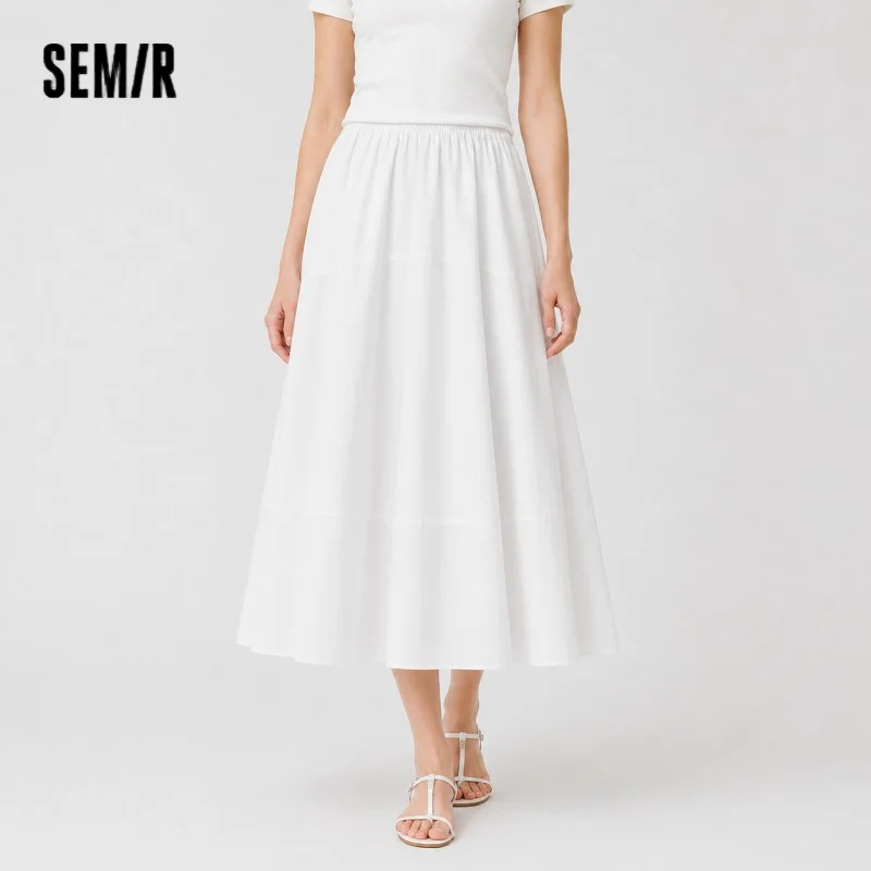 Falda Semir para Mujer 2026, Cintura Alta, Textura Dividida, Sólida, Drapeada, Larga, Informal, Suave