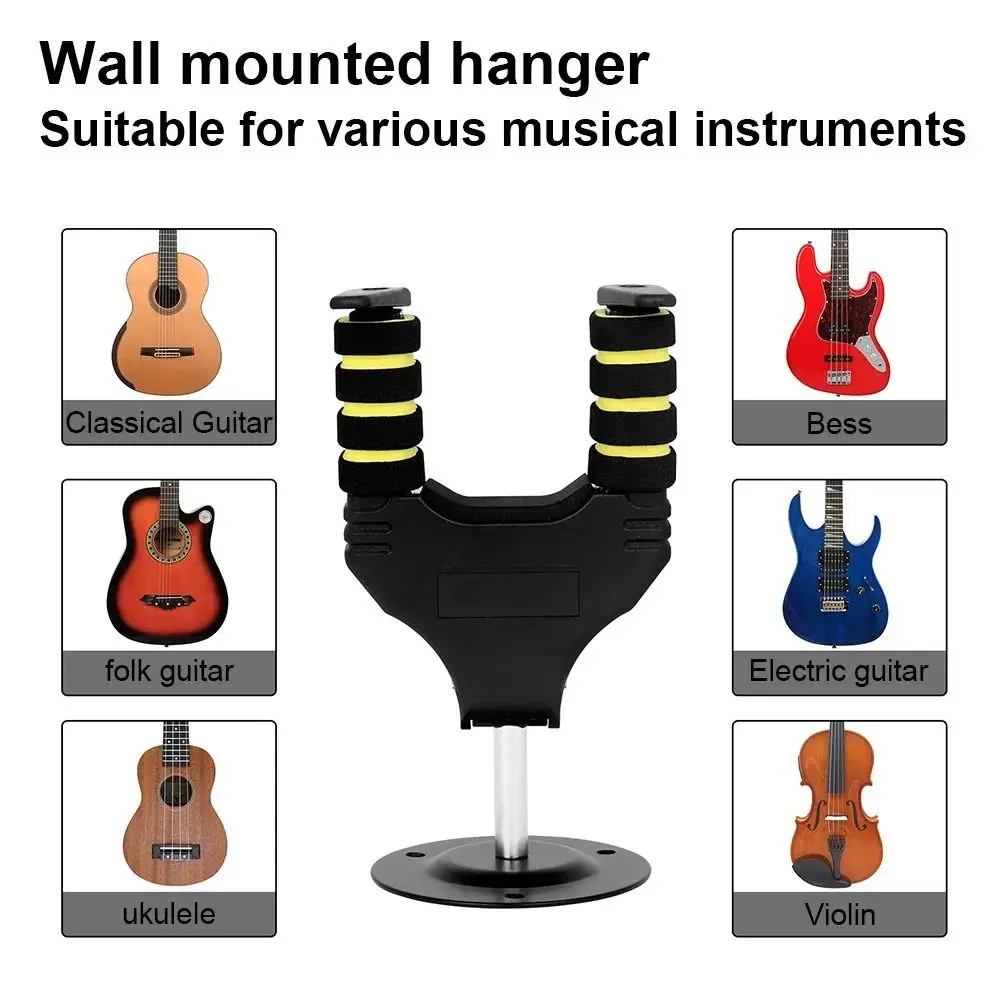 Self-locking Guitar Hanger Wall Mount Metal/Wooden Guitar Display Rack Instrument Accessories Violin Display Support Violin