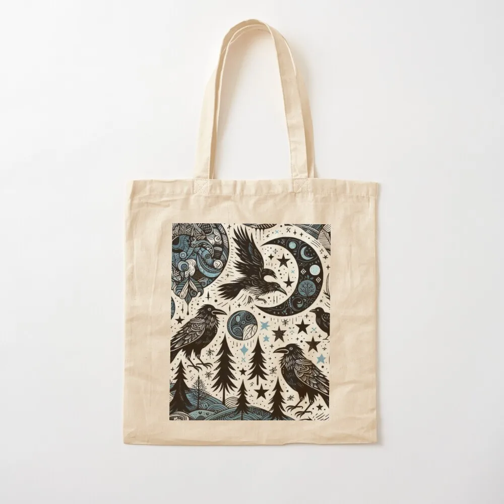 حقيبة قماش بنمط مون رافين حقيبة نسائية حقيبة حمل حقائب نسائية #2