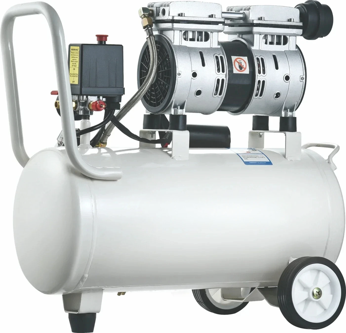 den tal luchtcompressor tweekoppig met verticale tank 50L