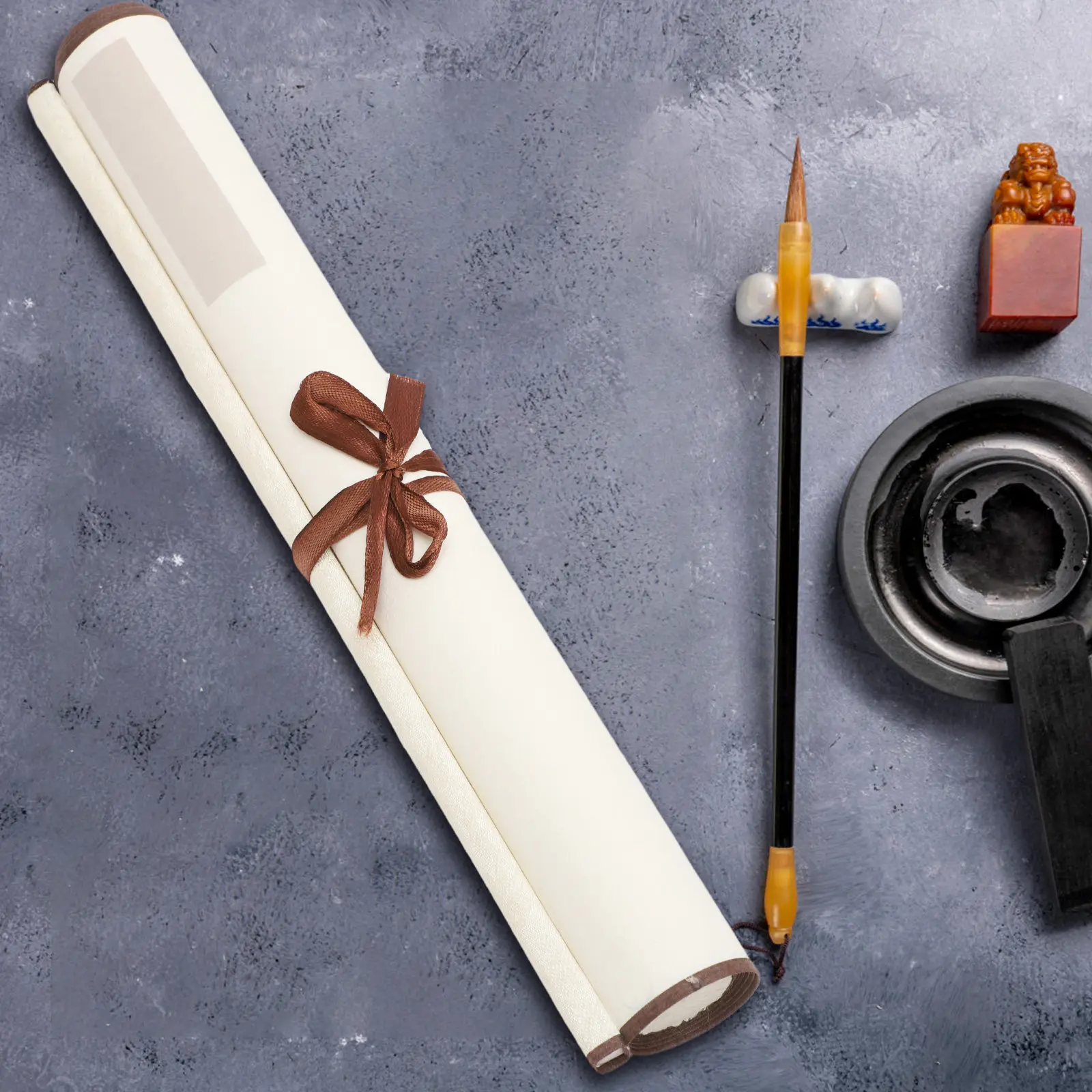 Blank Chinese Calligraphy Scroll Paper Made of Premium Xuan Paper for Brush Writing Running Script Small Block Letters Wall