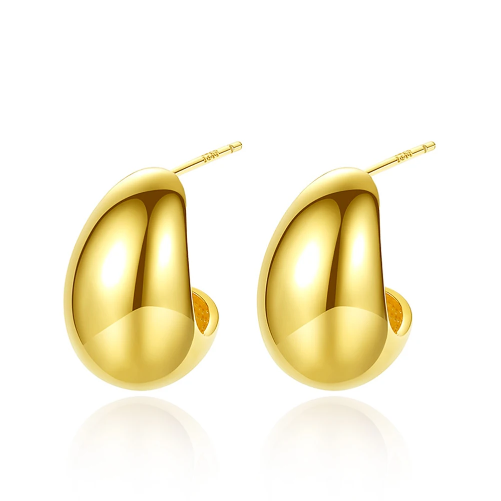  ﻿ ﻿ YYSuniee  18K Gold Plated Tubular Hoop Earrings Solid 925 Sterling Silver Gold Hoop Earrings Bean style for Women