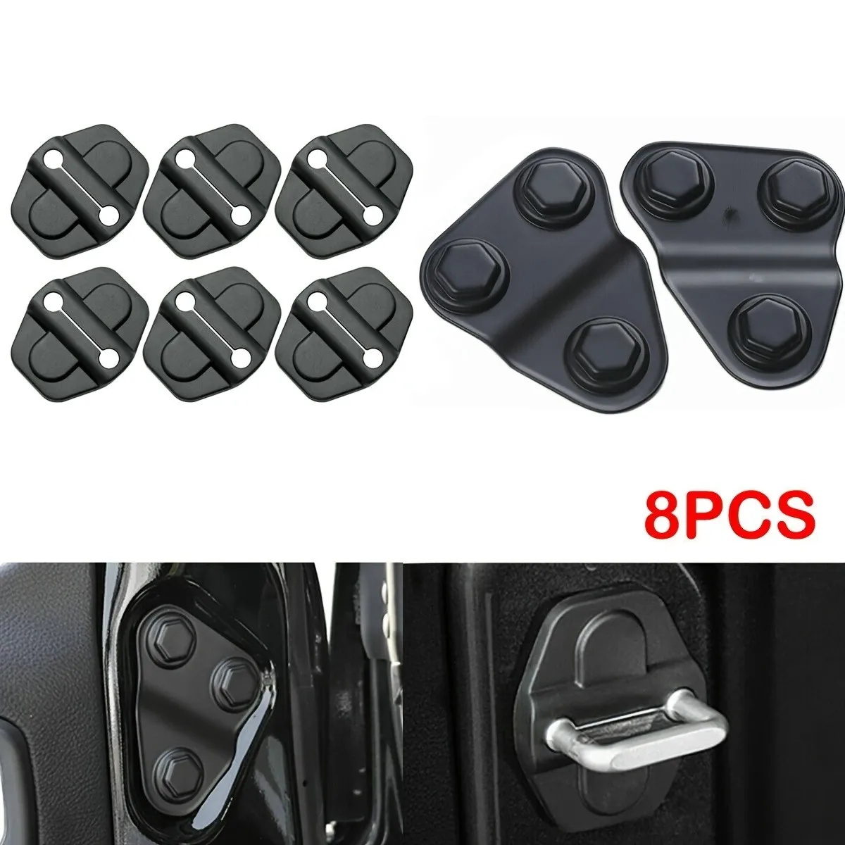 Door Lock Screw Protector Cover Trim Accessories Lock Latch Protect Cover for Jeep Wrangler JL 18+ Matte Black