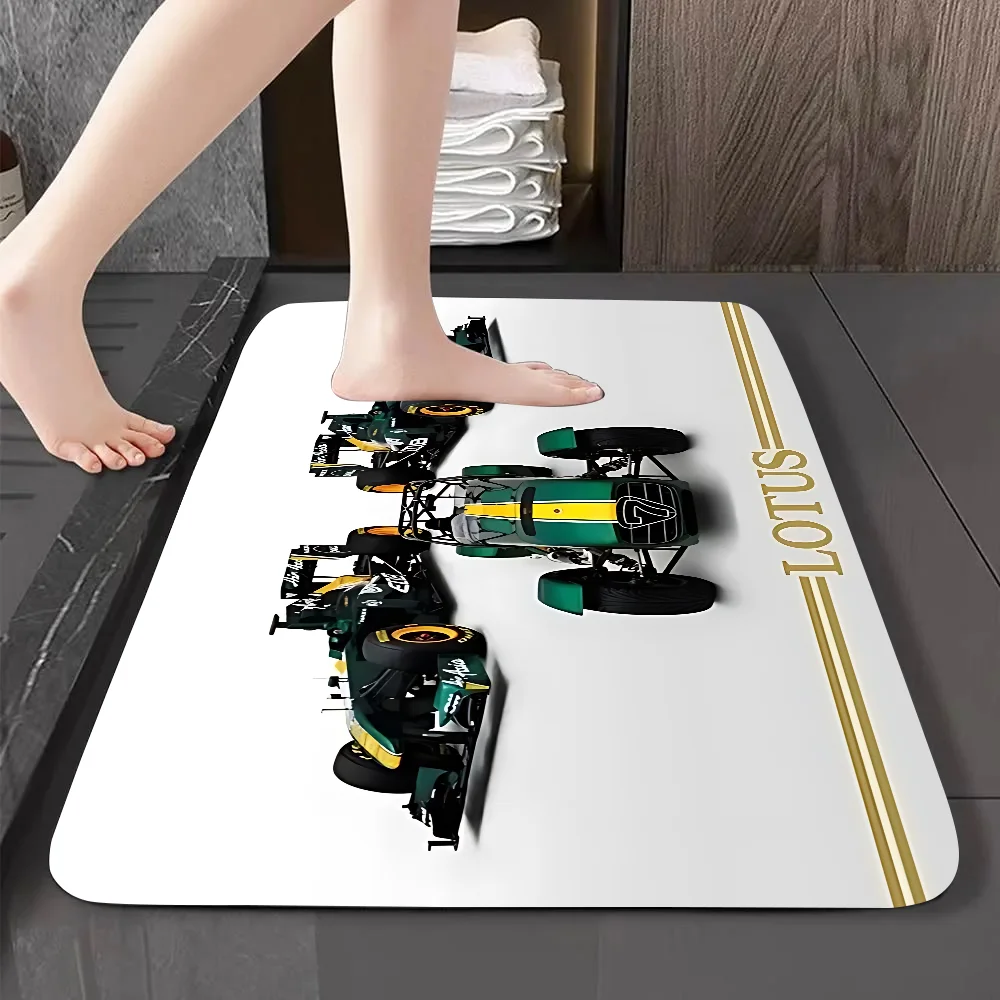 

L-Lotus-Caterhams Racing Team Car Floor Mat Graphic Printed Flannel Doormats For Bathroom Kitchen Entrance Carpet Home Decor