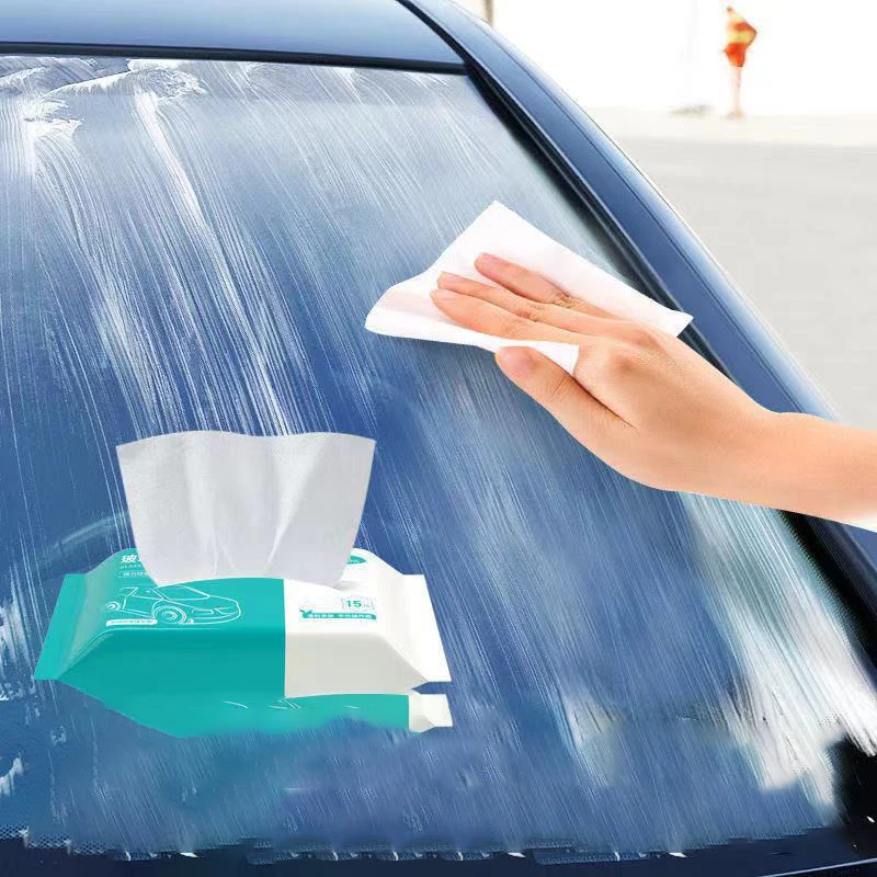 15PCS Car Oil Stain Cleaner Glass Oil Film Removal Wipes Front Windshield Cleaning Vehicle Window Powerful Decontamination