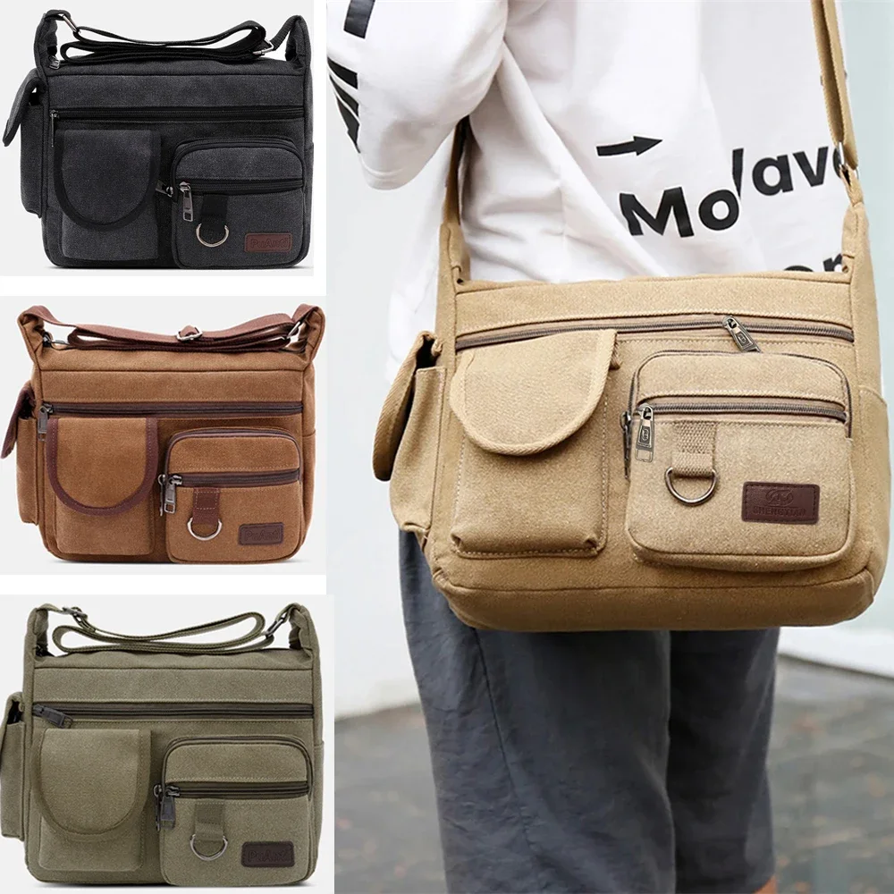 Outdoor Men Canvas Shoulder Camera Bags Casual Tote Travel Men\'s Crossbody Bag Messenger DSLR Bags Fashion High Quality Handbag