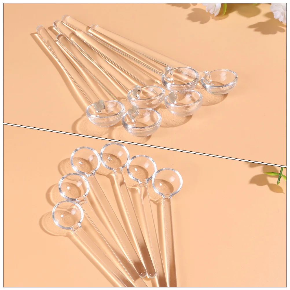 

4Pcs Long Handle Glass Mixing Spoon Clear Coffee Spoon Set for Tea Cappuccino Dessert Juice in Cafe Home Office