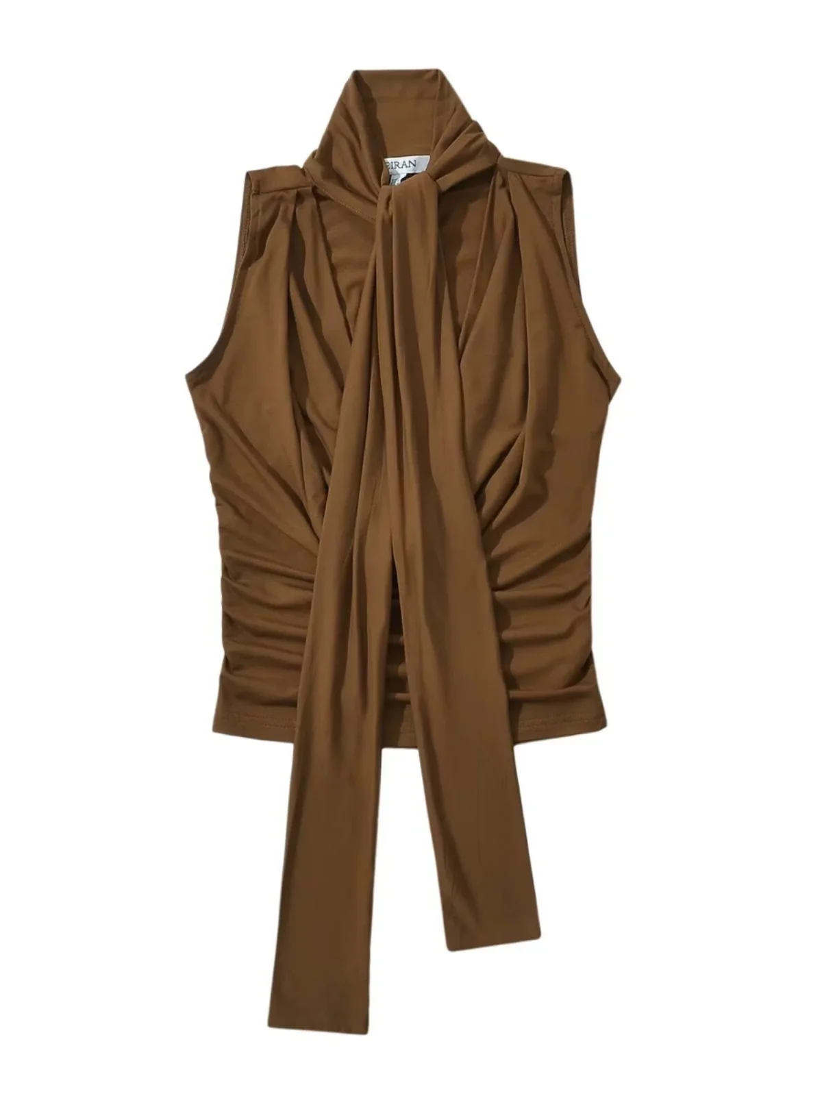 Sexy Sweet Low Cut Sleeveless Wrap Waist Vest for Women Commute Style Short Length Inner Wear Top Spring Season Fashion