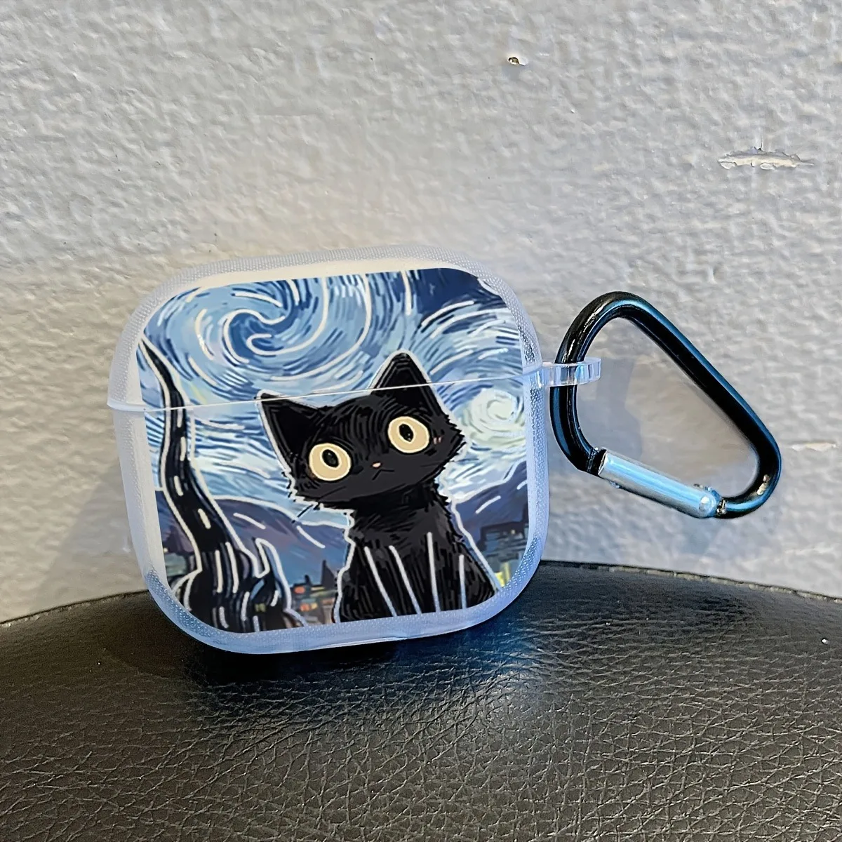 Headphone Case For AirPods Pro3/Pro2/Pro Artistic Cute Black Cat Star Headset Case For AirPods 4/3/2/1 Earphone Protective Cover
