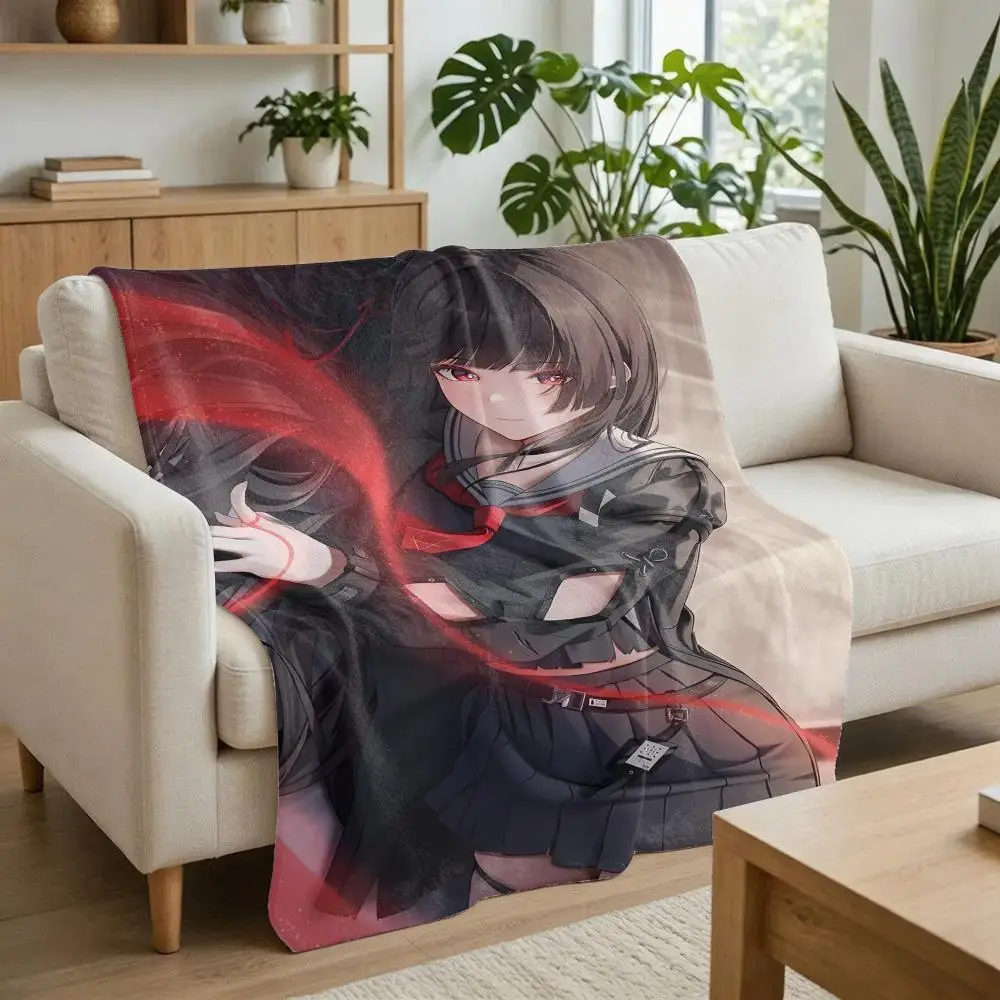 Wuthering Waves Kuchiba Chisa Throw Flannel Throw Blanket Soft Lightweight Blanket for Sofa Couch Bed Office Naps Travel Home