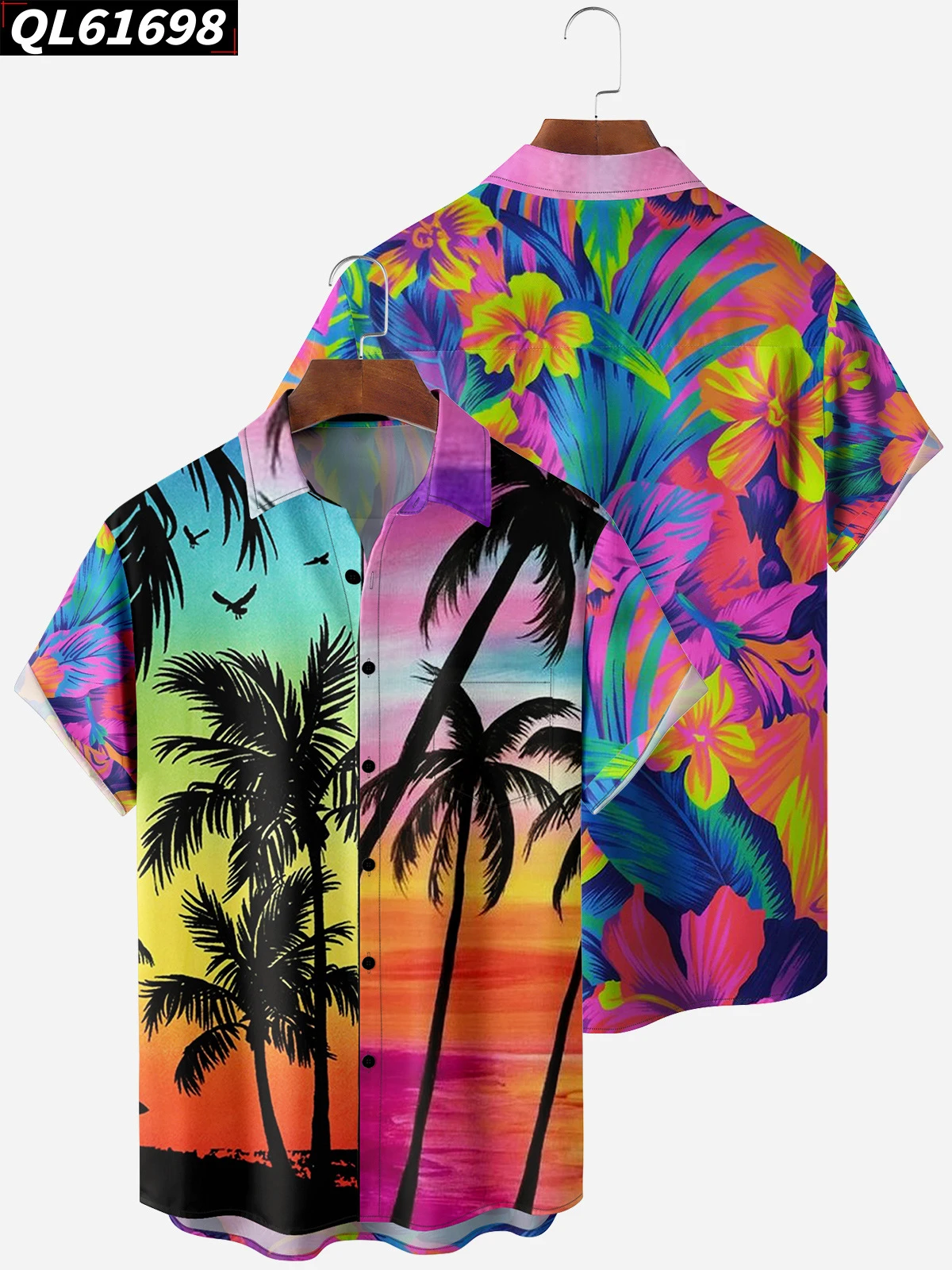 

Hawaiian Shirt Man Fashion Summer Coconut Tree Print Casual Streetwear High Quality Luxury Men's Shirts Button Beach Tops