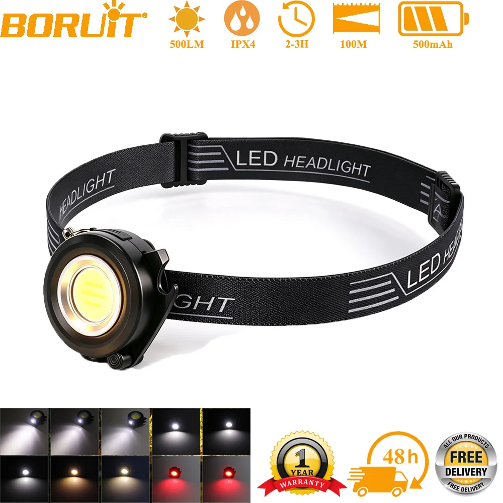 BORUiT Powerful Multi-Function Headlamp 180° Adjustable Type-C Charging Magnetic Keychain Light Portable Outdoor Use Work Light