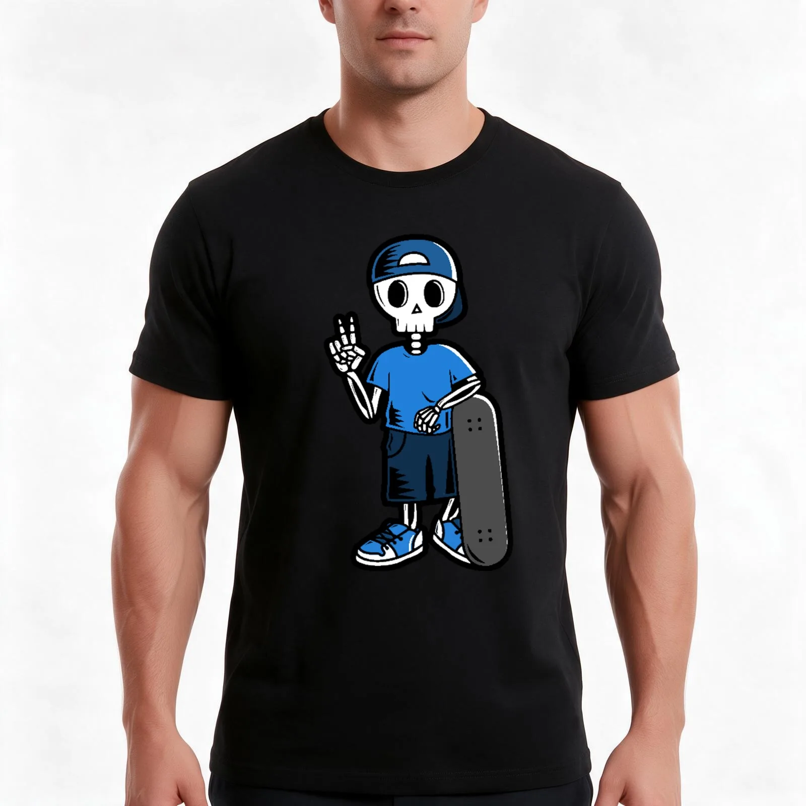 Never stop skating T-Shirt, Summer Casual Cotton Tee, Oversized Streetwear Tops, Vintage Graphic Print, Loose Fit Short Sleeve