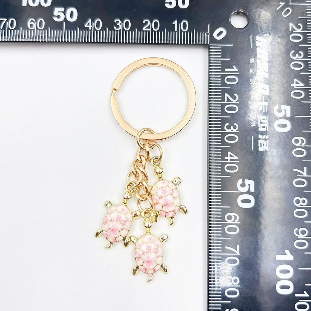 New Fashion Pink Turtle Oil Enamel Charms KeyChain Key Chain Car Keyring Women Child Gift Jewelry