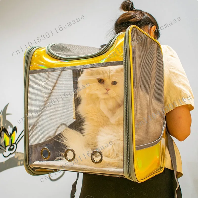 

New Pet Cat Backpack Breathable Travel Shoulder Bag Small Dog Portable Transparent Carrying Pet Supplies