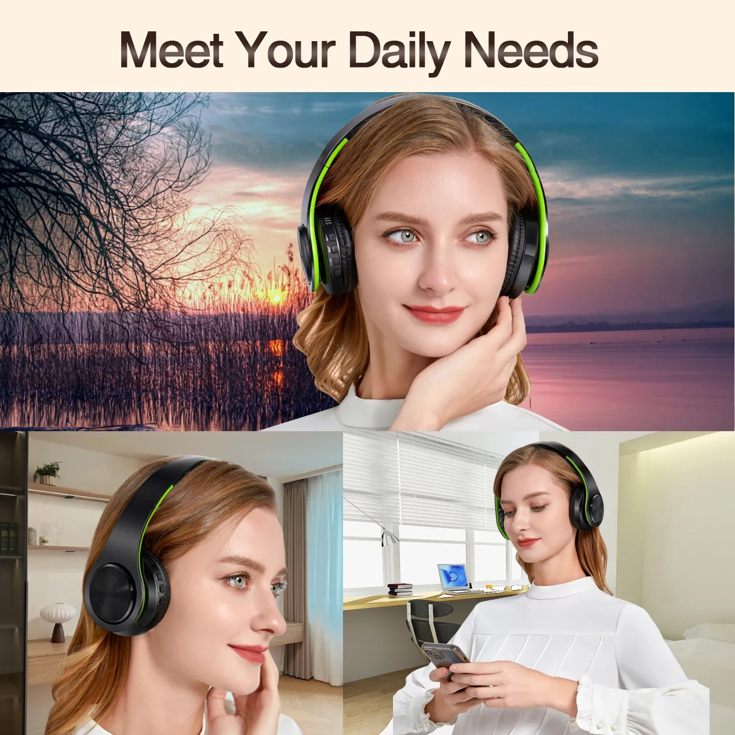 Auriculares de regalo para niña y niño, auriculares estéreo inalámbricos con Bluetooth, micrófono incorporado, orejeras suaves, auriculares deportivos bajos para Ios y Android