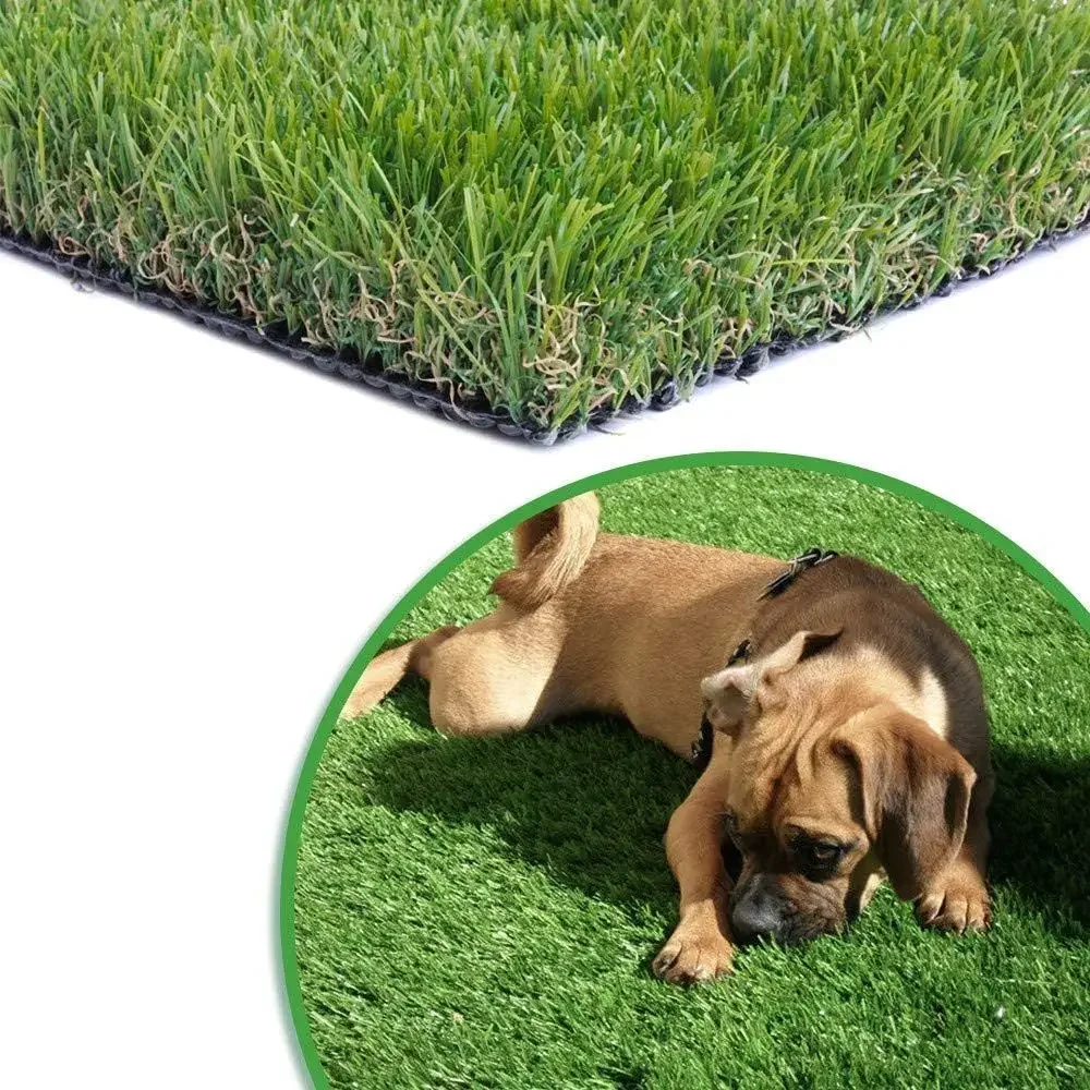 38-inch 4-Tone Synthetic Thick Turf Grass Rug for Indoor and Outdoor Use with Drainage Holes