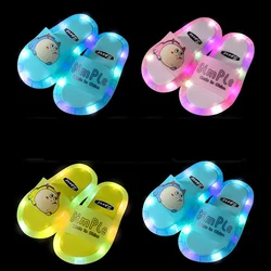 Children‘s Boys Girls Slippers Cartoon Animals Shoes Lighted Fashion Cute Shoes Bathroom Kids Gifts Toddler Slippers Flat Heels