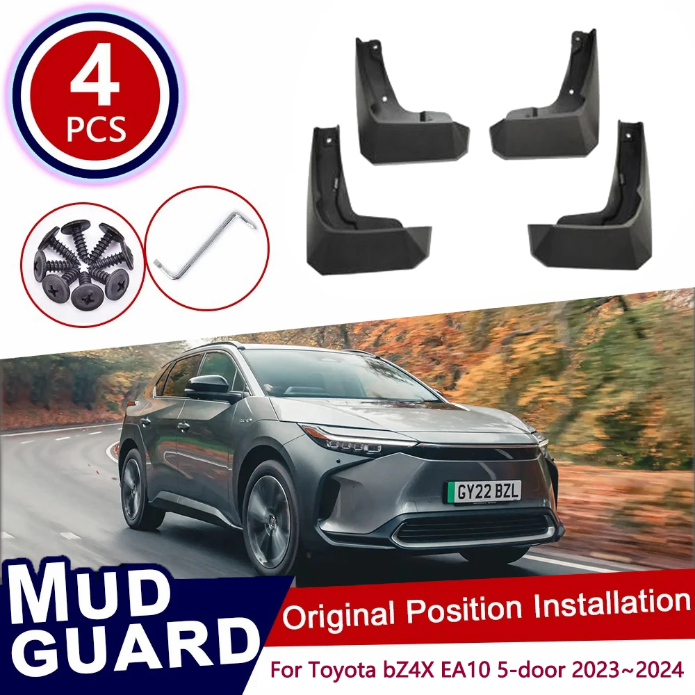 For Toyota bZ4X EA10 5-door Subaru Solterra 2023~2024 Front Rear 4pcs Set Car Mud Flaps Splash Guards Mudguards Mudflaps Flap