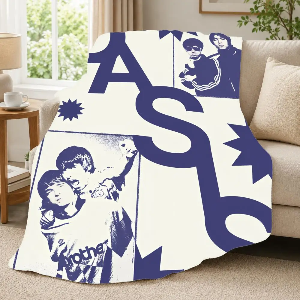 Rock Band O-Oasis Throw 240G Lightweight Throw Blanket Soft Cozy Fleece Blanket for Sofa Bed Home Decor