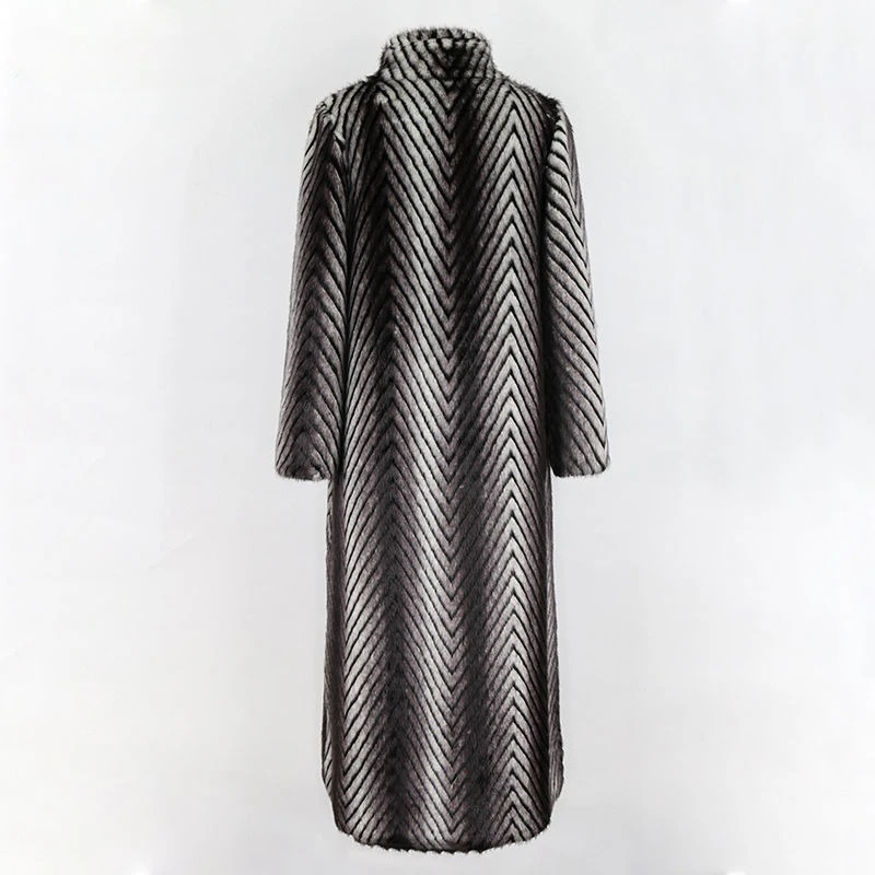 Women imitation mink coat extended stand-up collar fashion temperament high-grade young gradient fur imitation coat mink coat