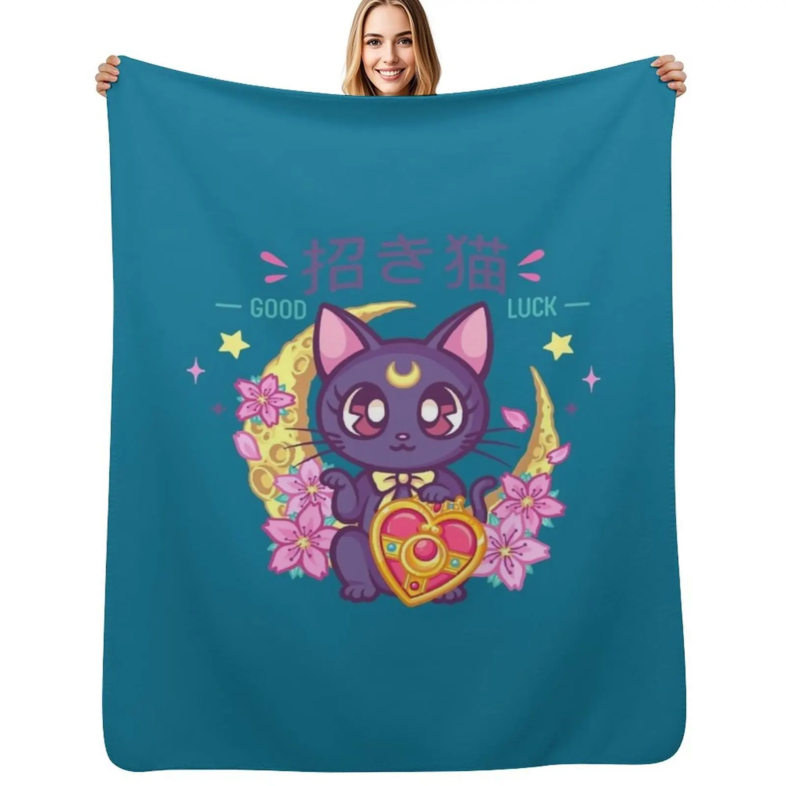 

Lucky Cat Luna Throw Blanket Reusable Durable Soft Blanket for All Seasons