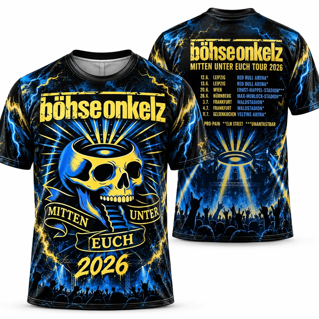Böhse Onkelz 2026 Tour Parent‑Child T‑Shirt, Mitten Unter Euch Skull Graphic Vintage Rock Band Family‑Matching Short‑Sleeve Tee
