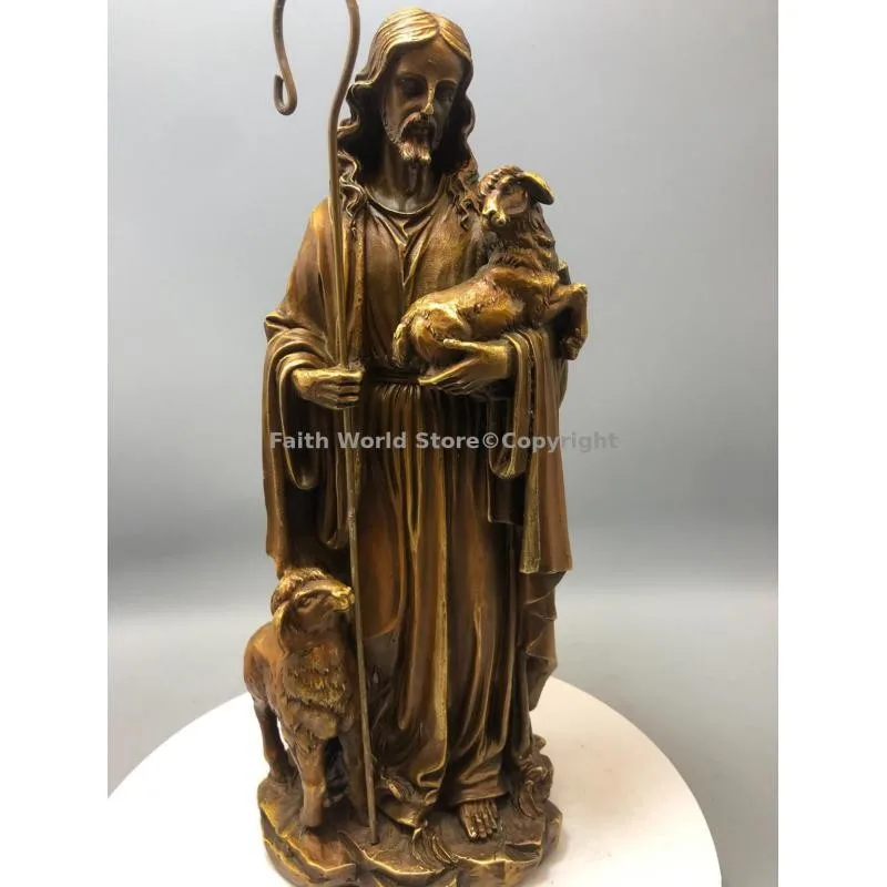 Collection bronze sculpture statue Christian Judaism Priest Sacred statue The Good Shepherd religion home decor free shipping