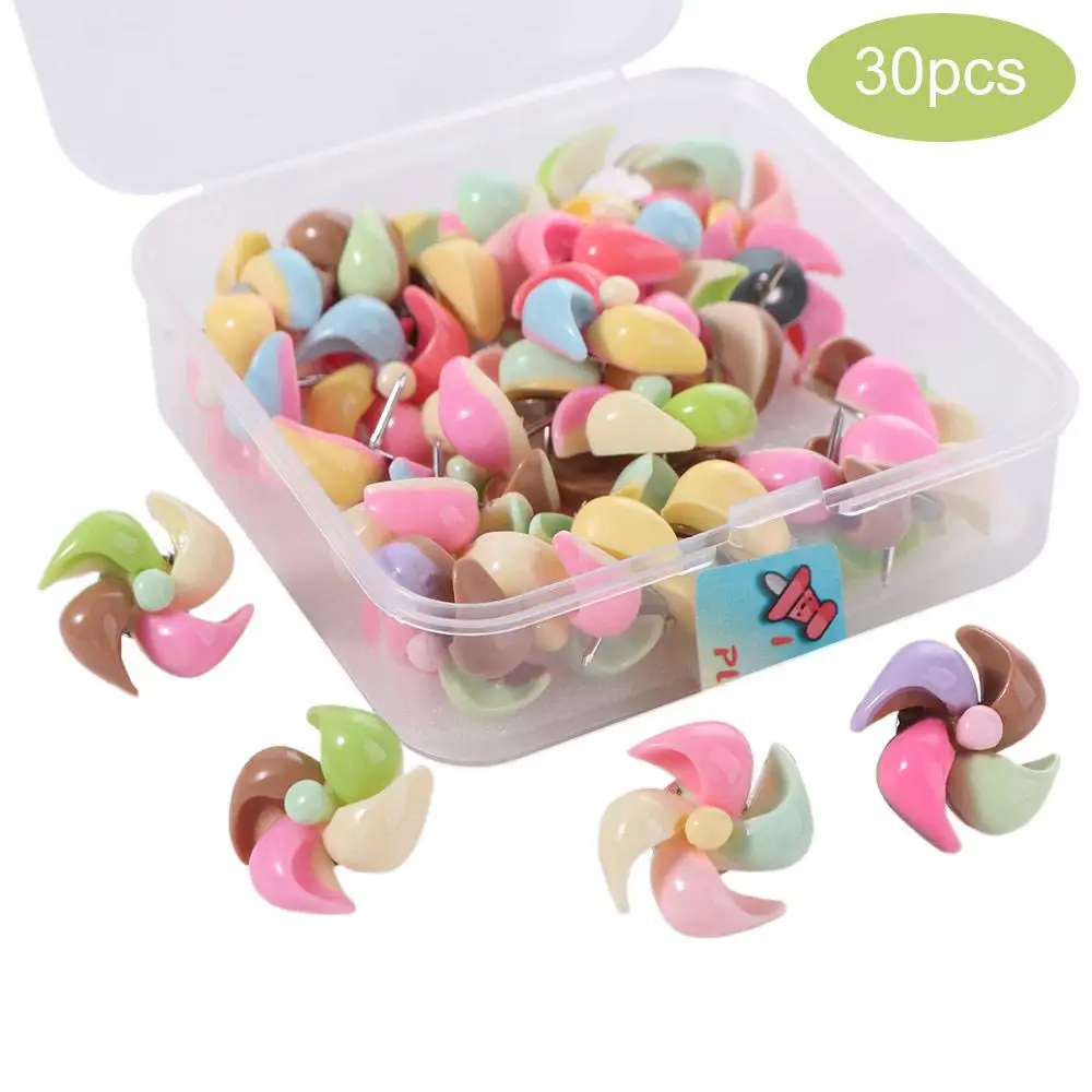 10/20/30 قطعة دبابيس ضغط على شكل طاحونة إبداعية يمكنك صنعها بنفسك لوحة قابلة لإعادة الاستخدام دبوس دفع لطيف ثلاثية الأبعاد لطاحونة هوائية ملونة دبابيس ضغط صور جدار ديكور