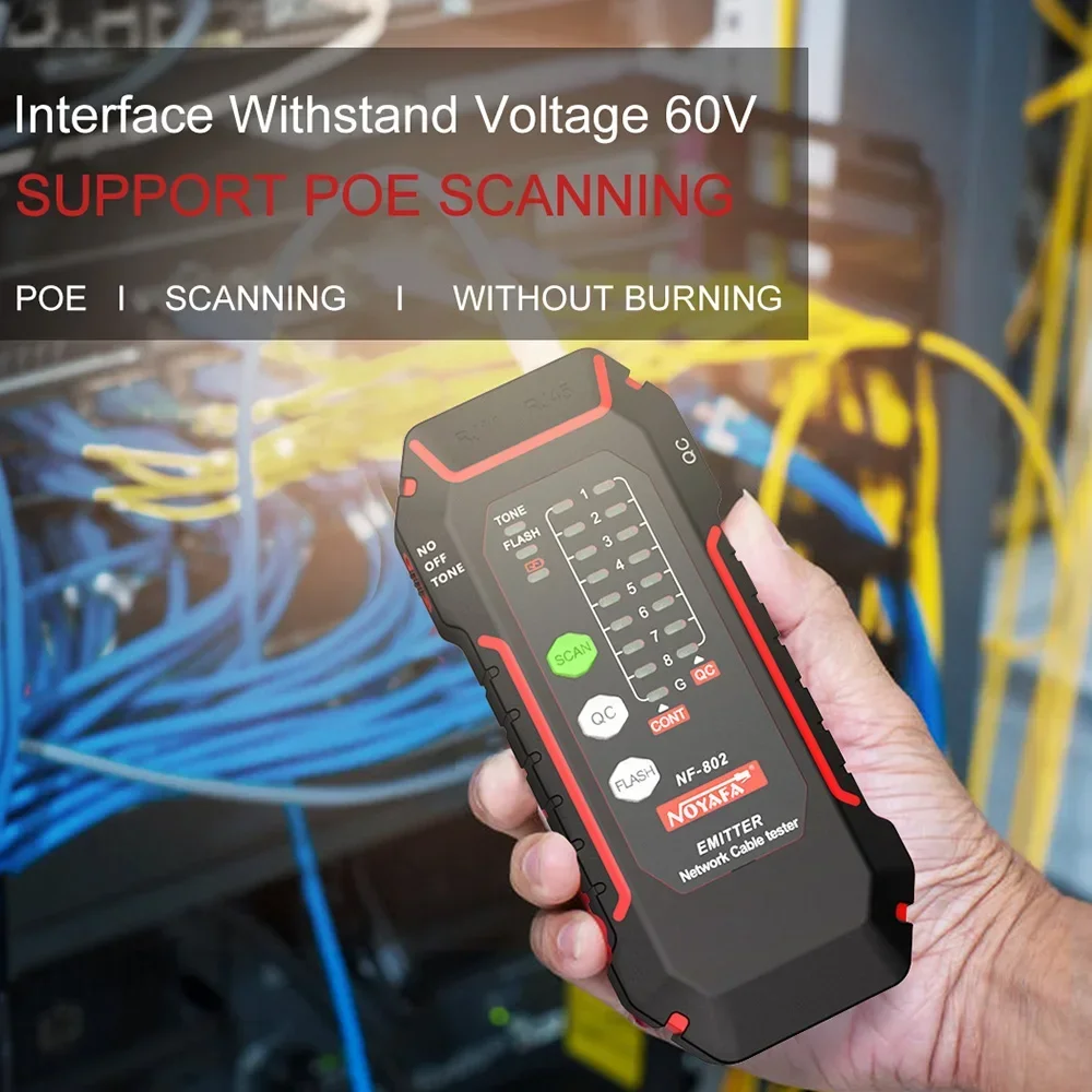 NOYAFA NF-802 Multi-function Cable Tester And Tracker RJ11 RJ45 Cat5 Cat6 LAN Ethernet Phone Wire Finder Poe Test