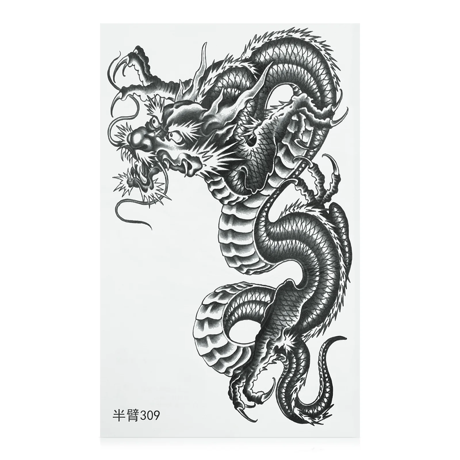 Fake Waterproof Stickers Arm Temperary Punk Adult Dragon Temporary Tattoos Men Black Man