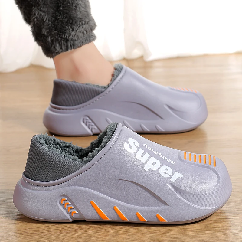 

Winter Men Warm Slippers Cotton Slippers Outdoor Men's Couple Home Bedroom Plush Slippers Indoor House Shoes slide Male sneakers