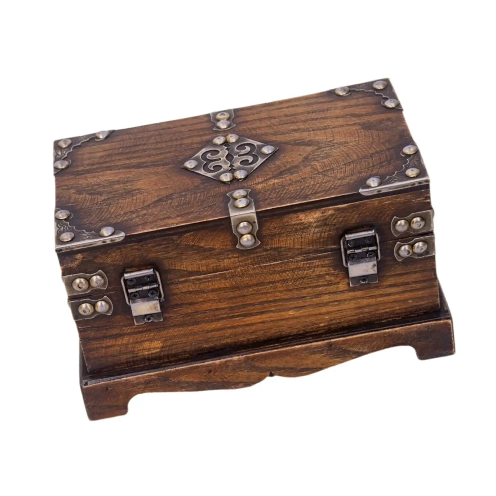 Decorative Wood Box Organizer Trinket Box with Lock and Key Antique Style Collectible Multipurpose Lockable Vintage Storage Box