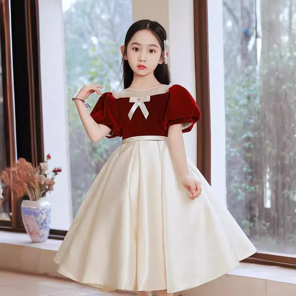 Children's high-end evening dress Girls' first birthday princess dress Children's host Little girl piano performance costume